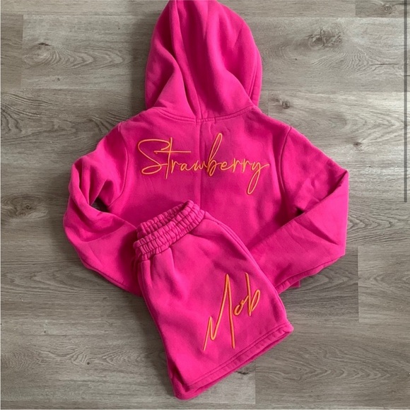 Strawberry Milk Mob Other - Strawberry Milk Mob - HOT PINK Cropped Zip and Short